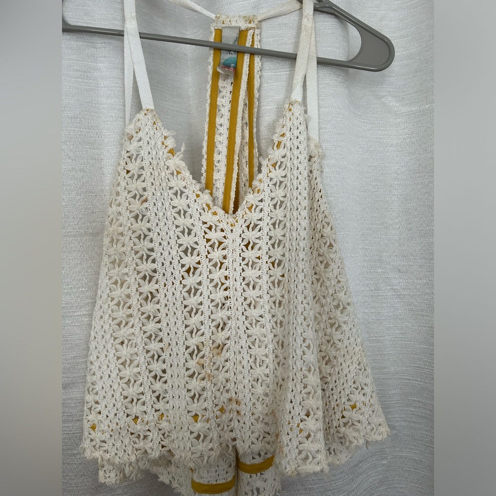 Free People Beach flowy white crochet top